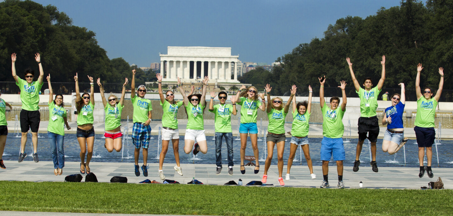 Students gather on the National Mall in Washington, D.C.