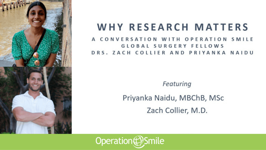 Drs. Priyanka Naidu and Zach Collier, two of Operation Smile's Global Surgery Fellows