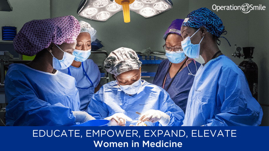 During a 2022 Women in Medicine surgical program, Operation Smile volunteer surgeon Dr. Wone Banda of Malawi performs surgery.