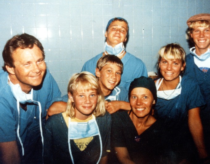 The Magees pose for a family photo during a surgical program. Operation Smile photo.
