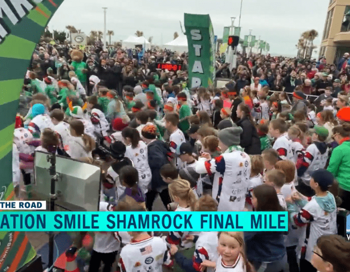 The starting line of the 2023 Shamrock Operation Smile Final Mile on WAVY's Hampton Roads Show