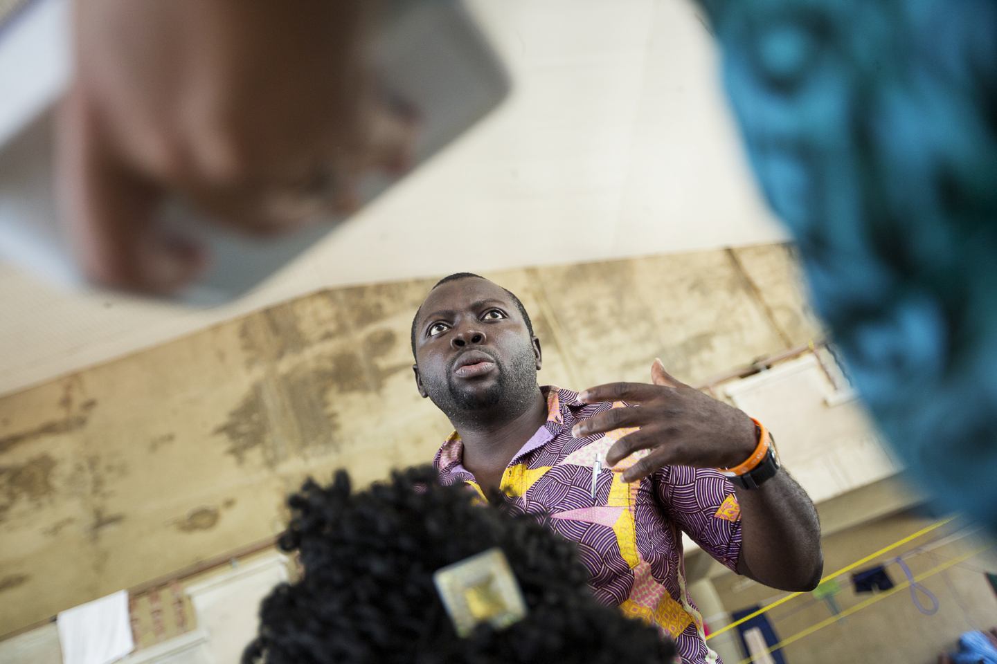 Operation Smile Ghana’s patient coordinator Clement Ofosuhemeng leads a storytelling session at the patient shelter during the November 2017 surgical program to Koforidua, Ghana.