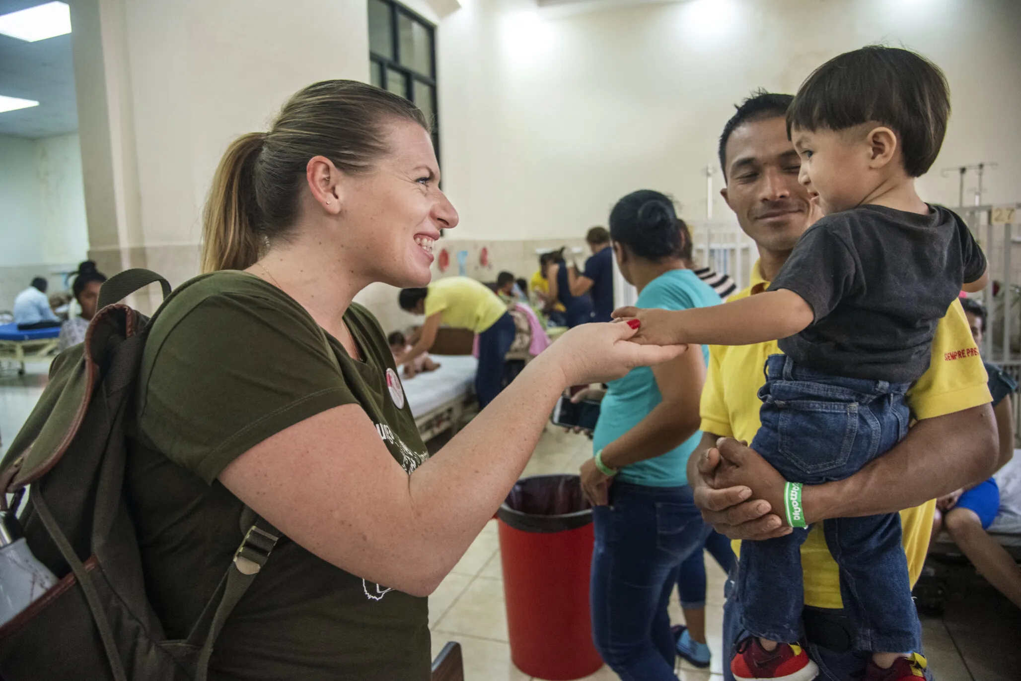 Charlotte Steppling smiles with a patient in Honduras.