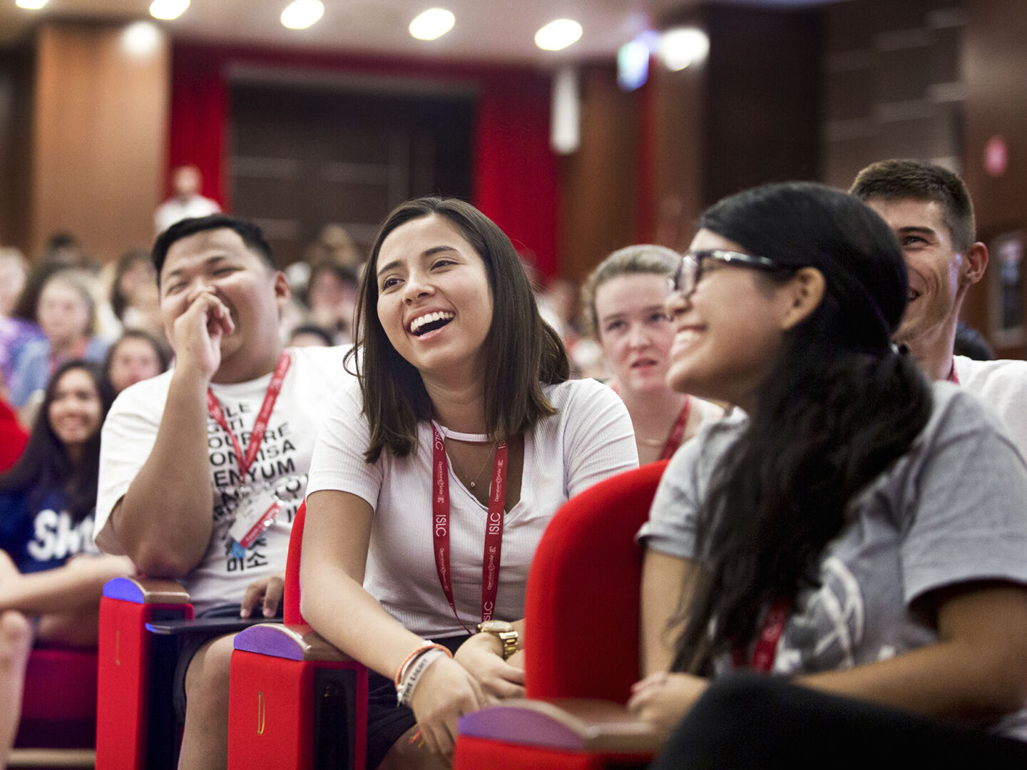 Students laugh during a presentation at the 2017 International Student Leadership Conference in Rome, Italy.