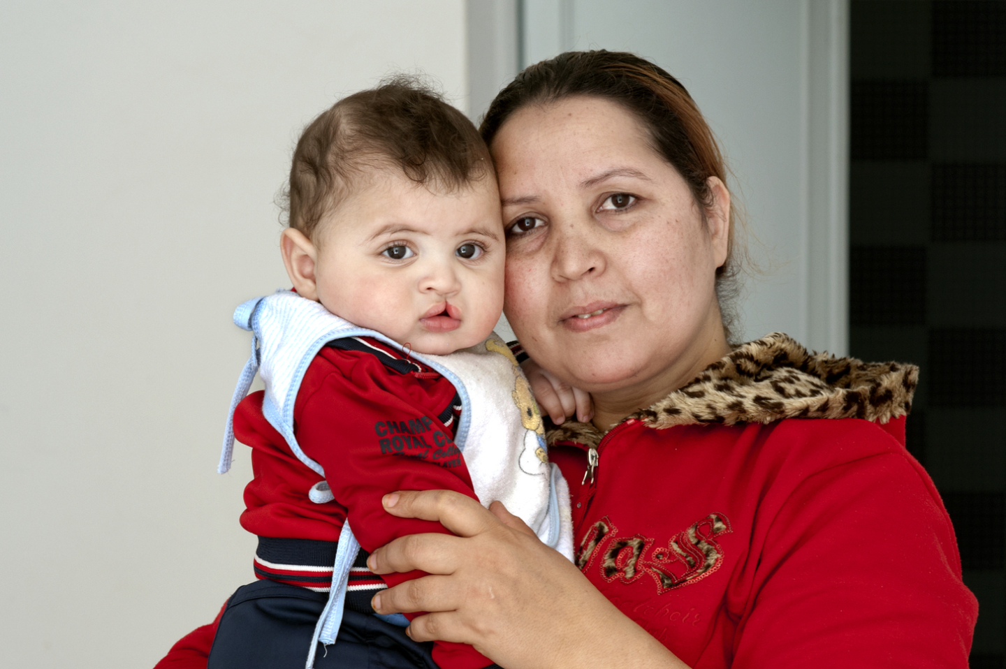 Seven-month-old Mohamed with his mom, Benjebi.