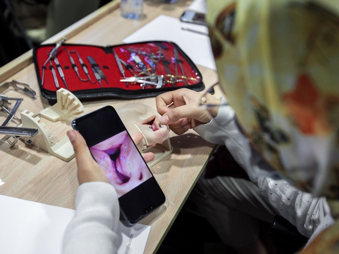 A surgeon practices cleft repair techniques during the 2020 Women in Medicine surgical program in Morocco.