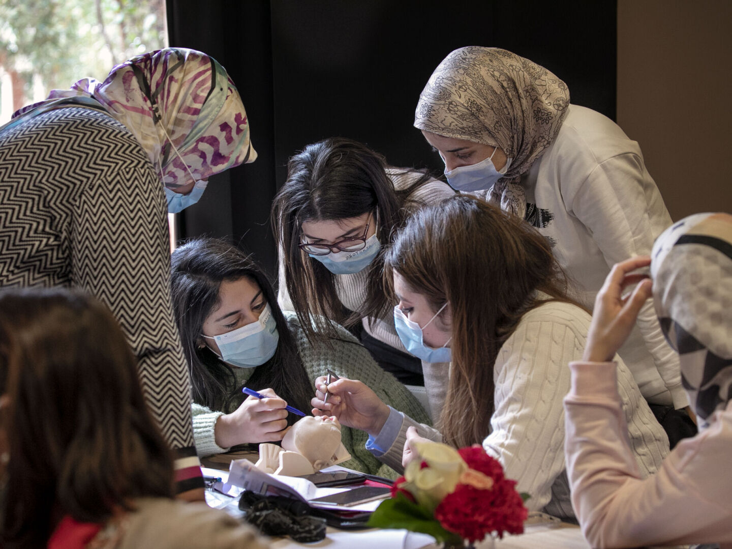Surgeons discuss cleft repair techniques during the 2020 Women in Medicine surgical program in Morocco.