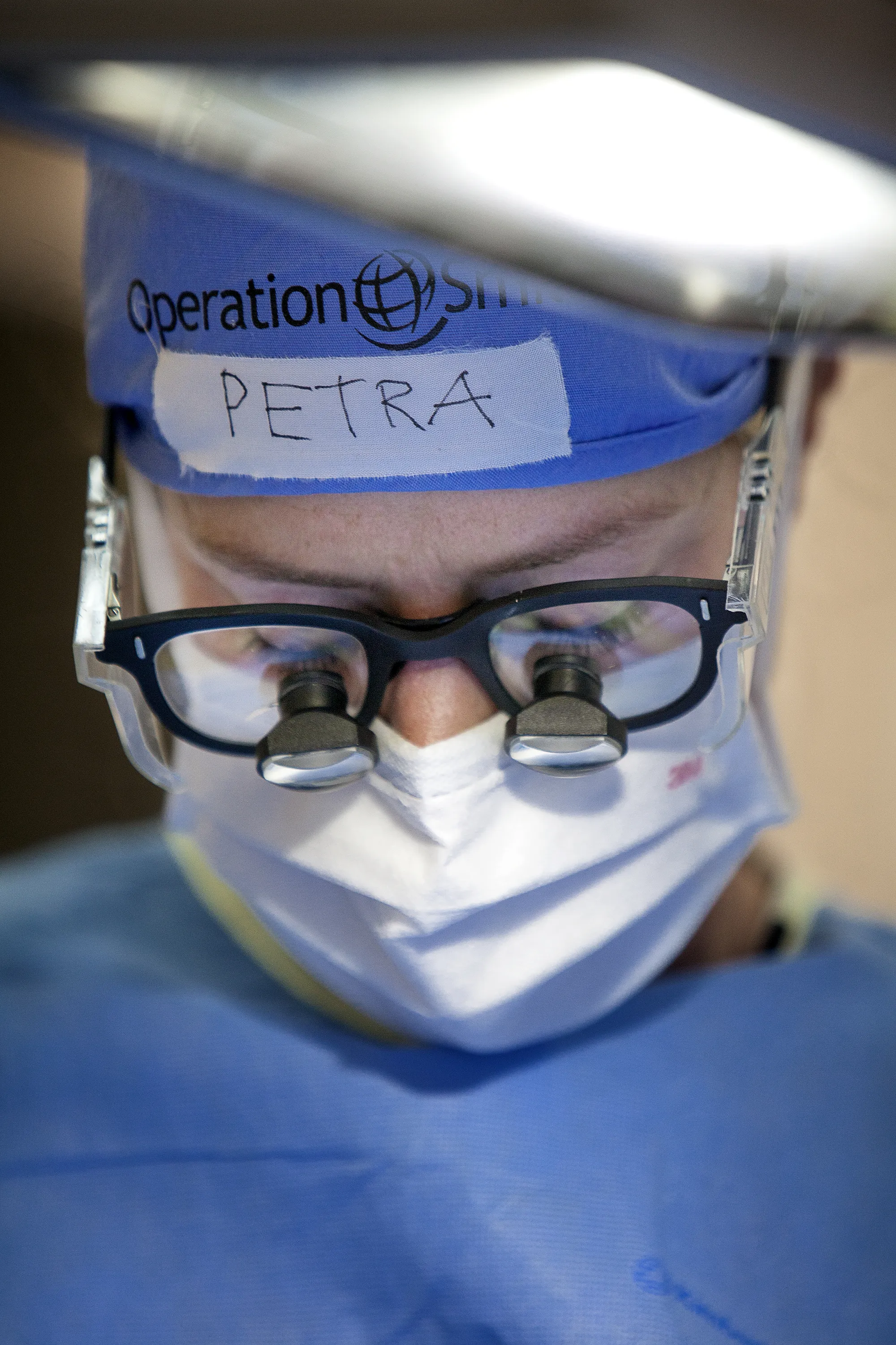 Operation Smile volunteer cleft surgeon Dr. Petra Peterson performs Clara's cleft lip surgery.