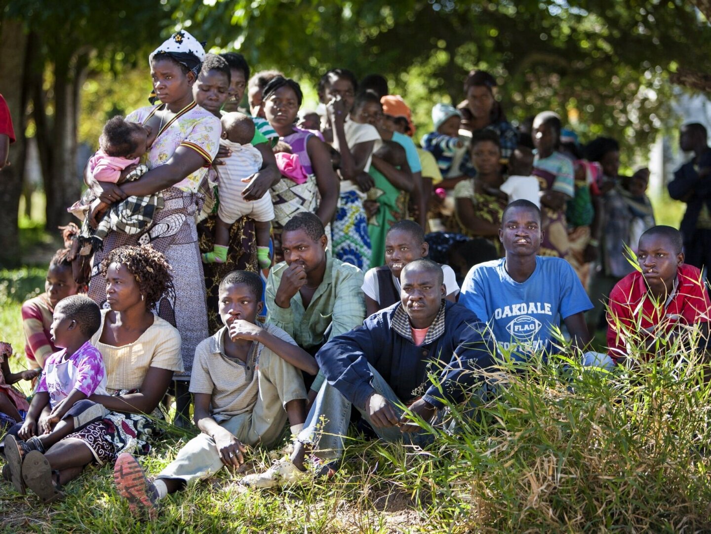 A crowd gathers at a surgical program in Mozambique.