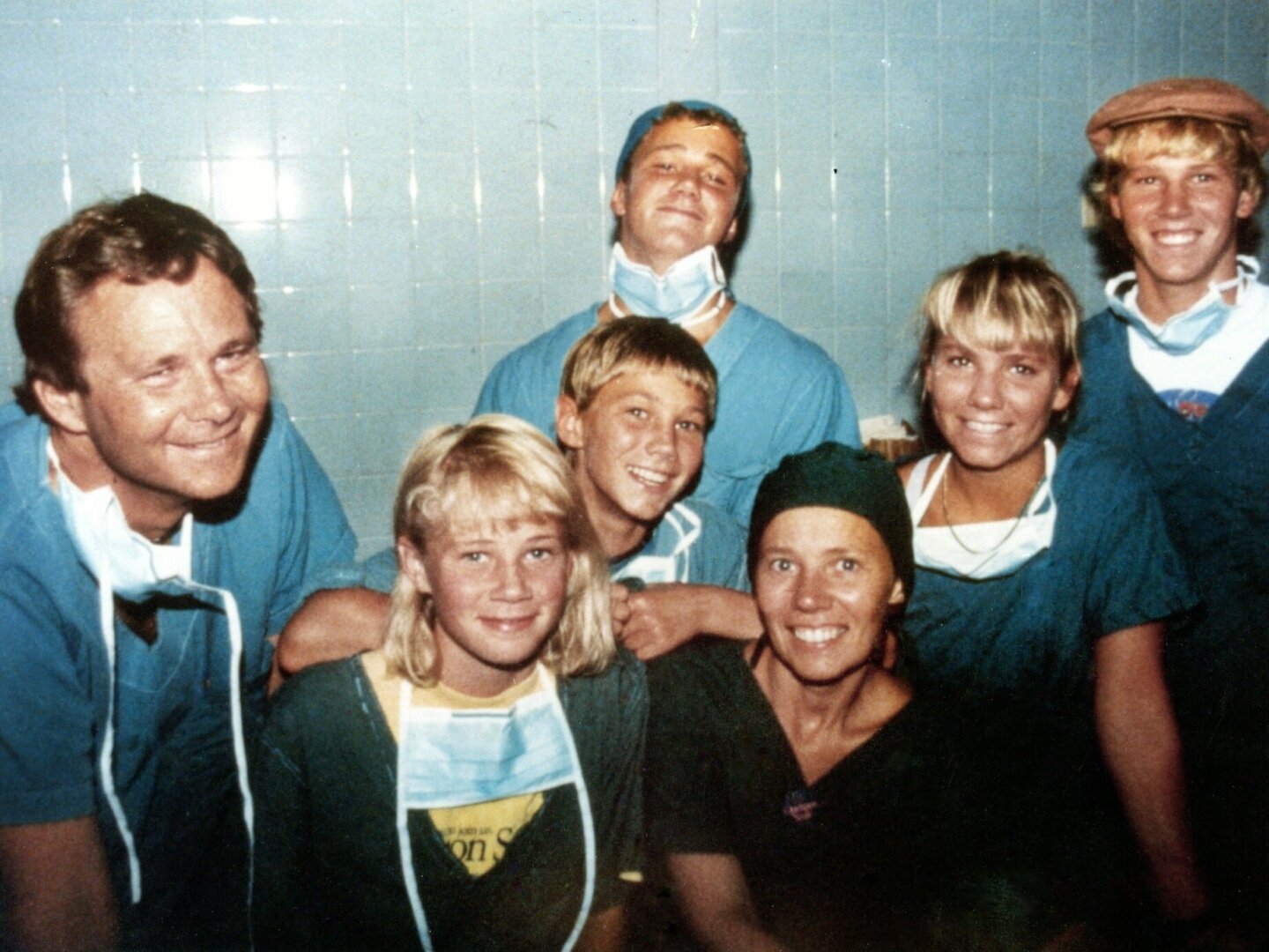 The Magee family smiles for the camera at a surgical program during the early years of Operation Smile.
