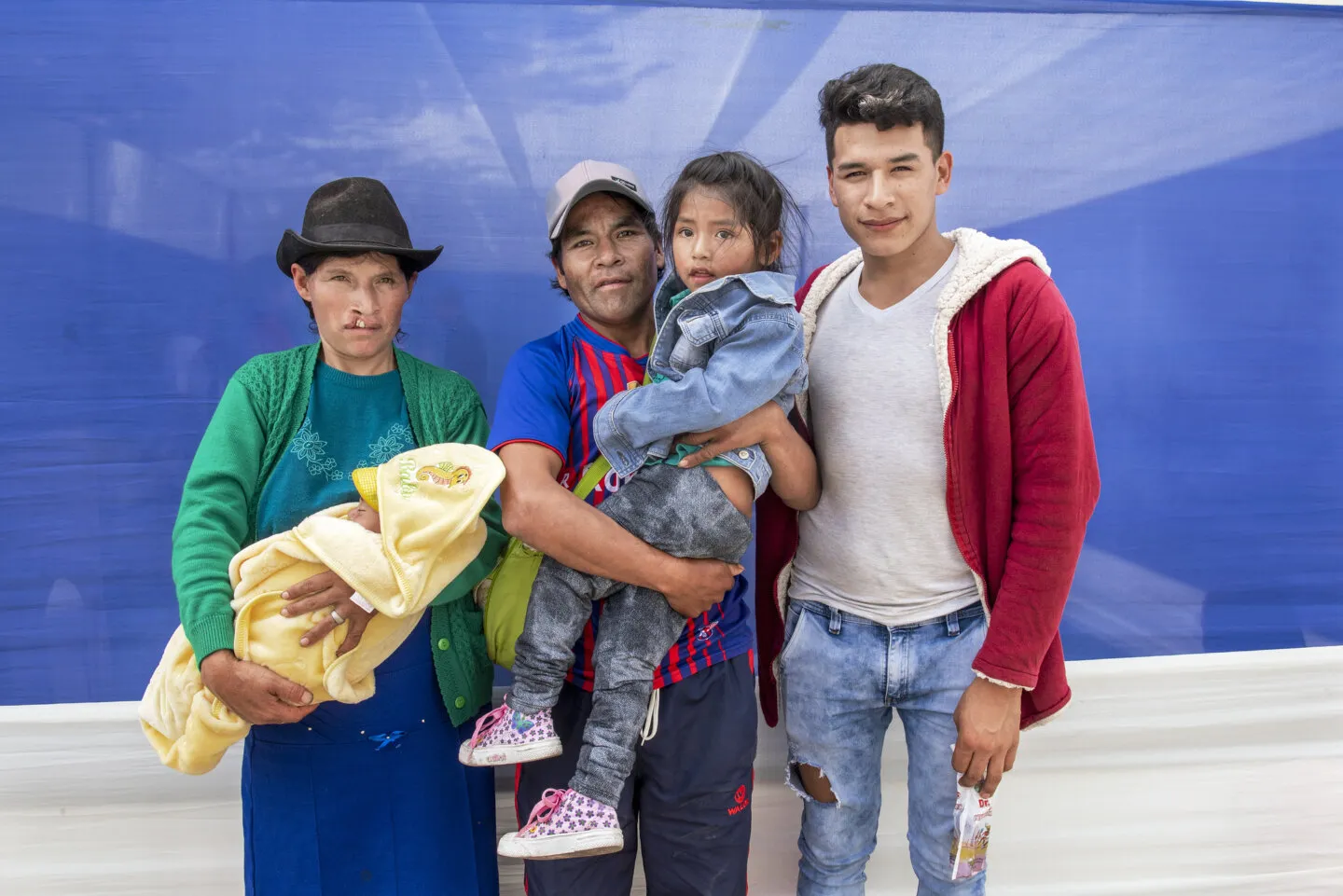 Andrea and Kyungmin, left, Santos and his daughter, Liz, right, and Juan Carlos pose for a photo during screening day.