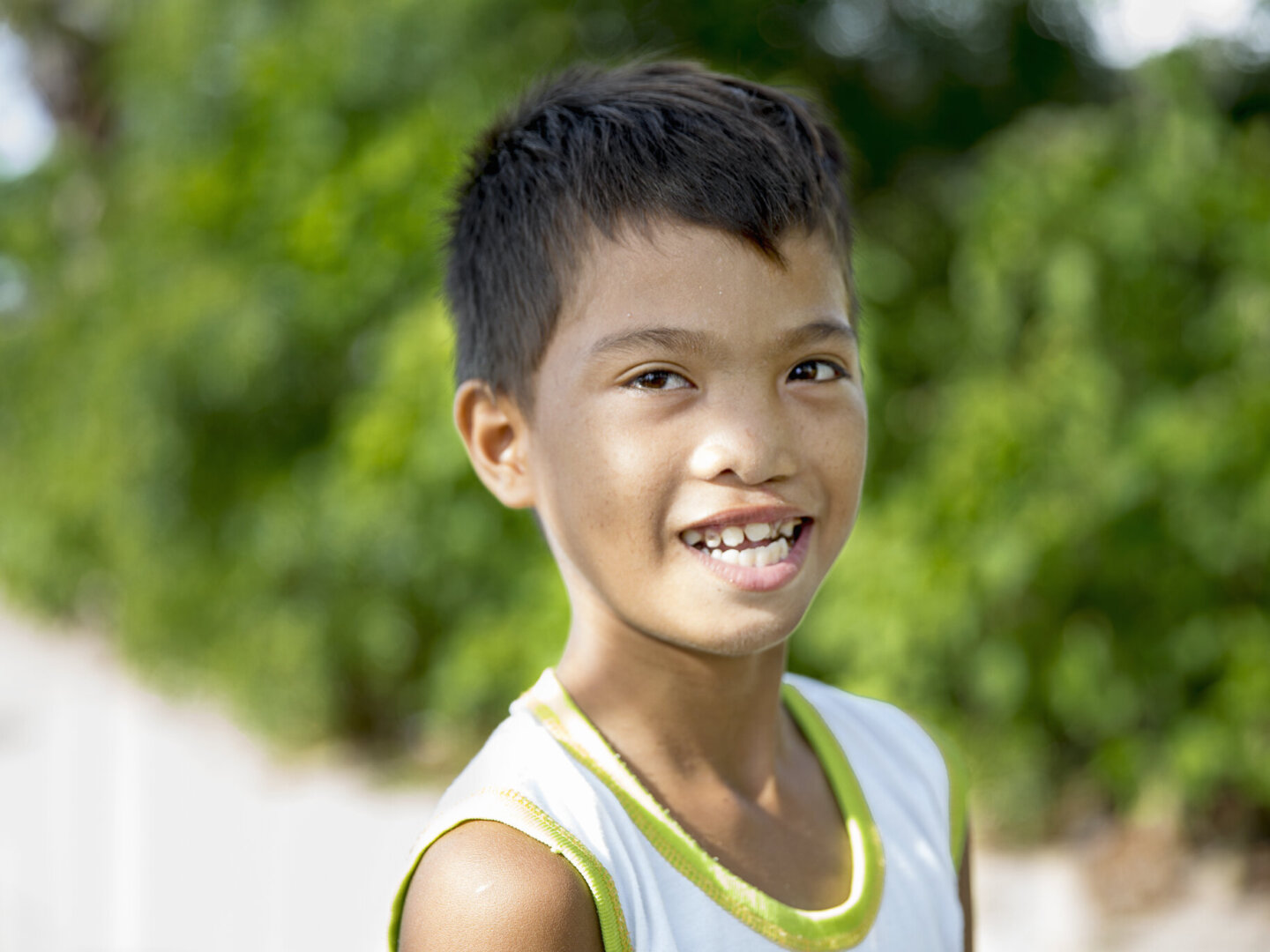Efren smiles for the camera after surgery.