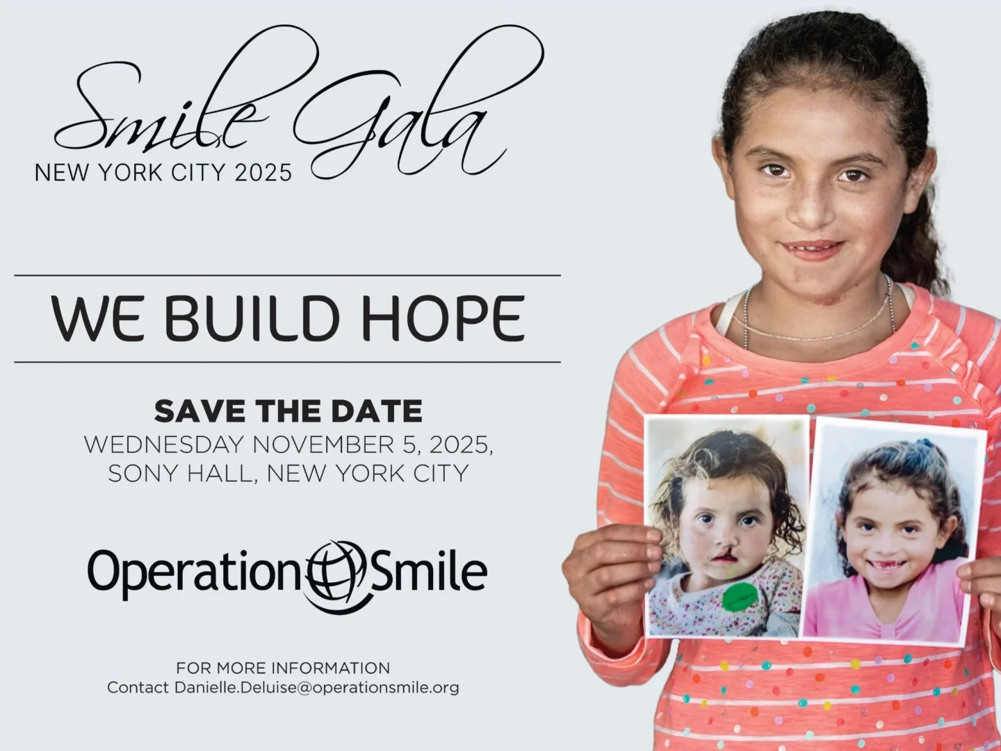 The New York Operation Smile Gala will be held on November 5.