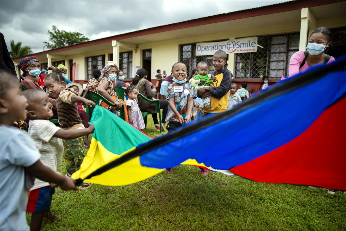 Honore and friends play during a surgical program in Madagascar.
