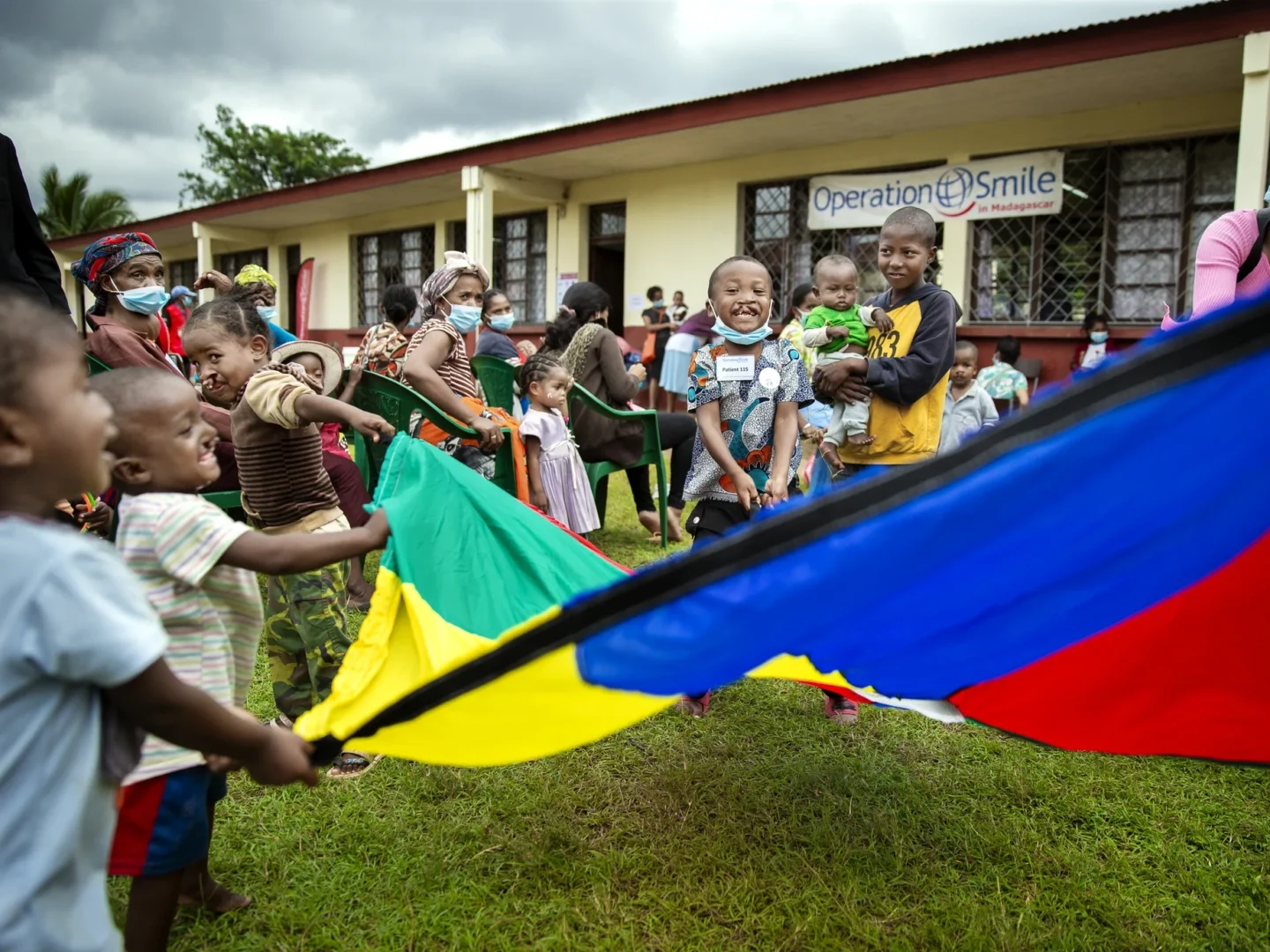 Honore and friends play during a surgical program in Madagascar.