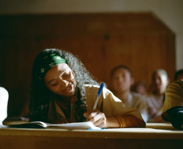 Narya works on school work.