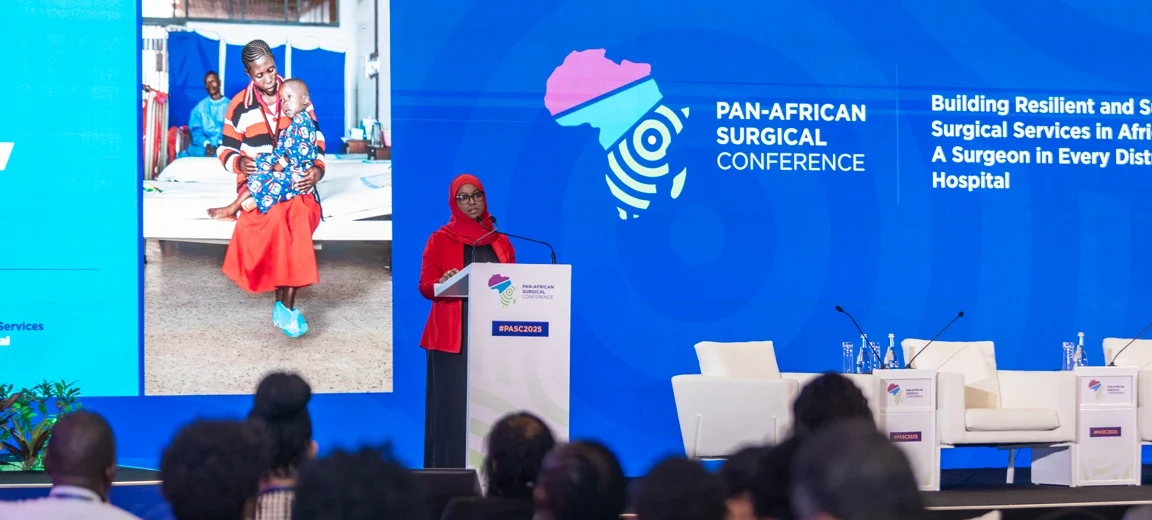 Dr. Fetiya Awol speaks at the Pan-African Surgical Conference.