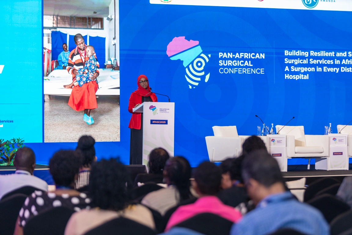 Dr. Fetiya Awol speaks at the Pan-African Surgical Conference.